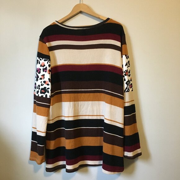 Colourblock Animal Print Soft Knit Rayon Sweater - Picture 2 of 16